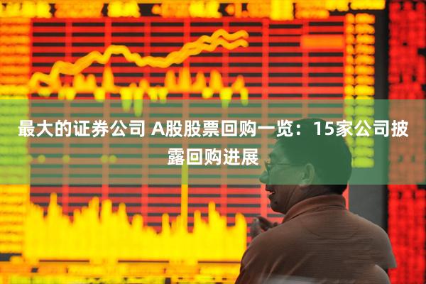 最大的证券公司 A股股票回购一览：15家公司披露回购进展