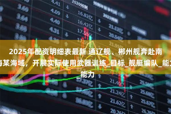 2025年配资明细表最新 通辽舰、郴州舰奔赴南海某海域，开展实际使用武器训练_目标_舰艇编队_能力