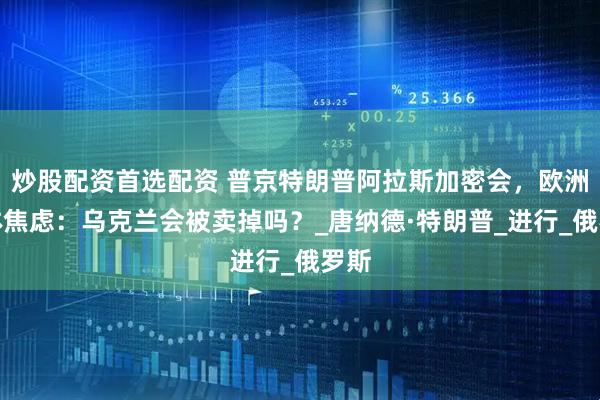 炒股配资首选配资 普京特朗普阿拉斯加密会，欧洲集体焦虑：乌克兰会被卖掉吗？_唐纳德·特朗普_进行_俄罗斯
